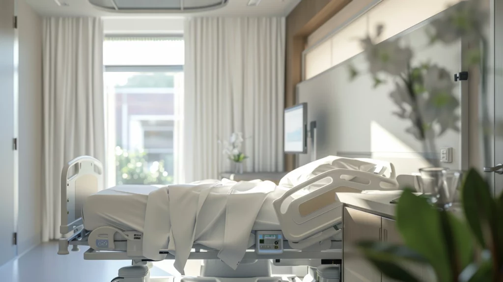 Photo d'une chambre d'hôpital.